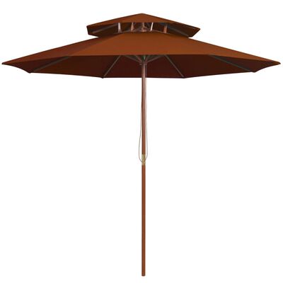 vidaXL Dobbel parasoll med trestang 270 cm terrakotta