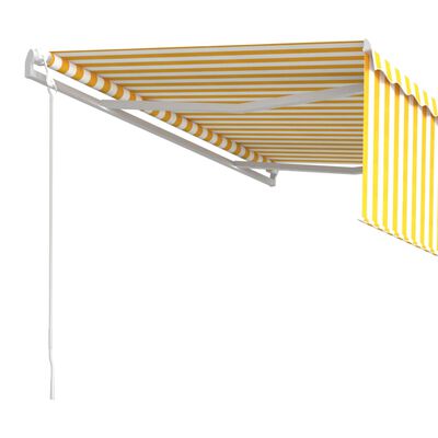 vidaXL Automatisk uttrekkbar markise med rullegardin 4x3 m gul og hvit