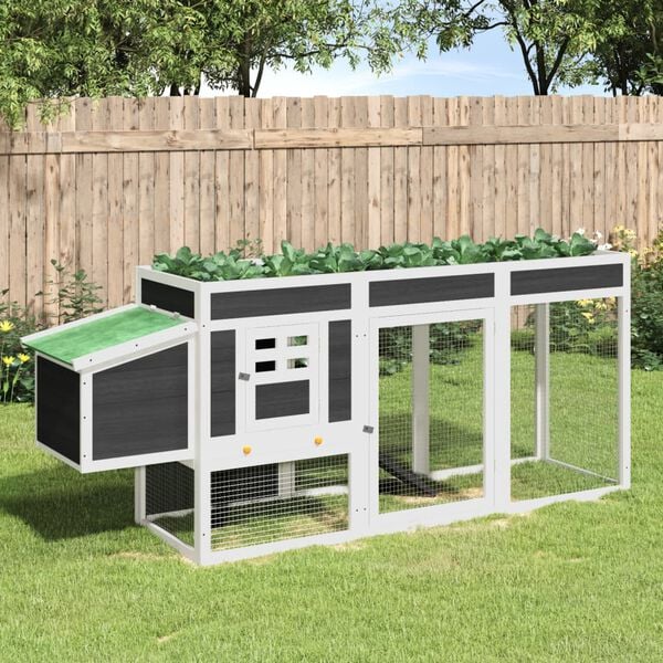 vidaXL H&oslash;nseg&aring;rd gr&aring; 204x50x84 cm heltre furu