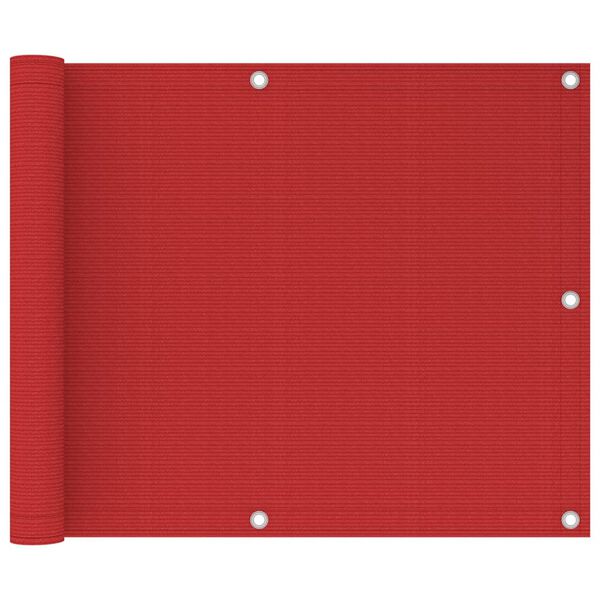 vidaXL Balkongskjerm rød 75x300 cm HDPE