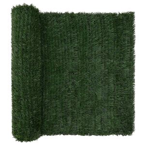 vidaXL Kunstig gjerde M&oslash;rkegr&oslash;nn 1,5 x 3 m PVC og st&aring;l