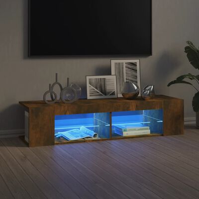 vidaXL TV-benk med LED-lys røkt eik 135x39x30 cm