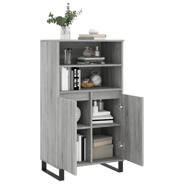 vidaXL Highboard gr&aring; sonoma 60x36x110 cm konstruert tre