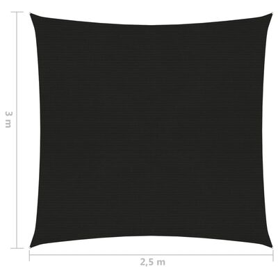 vidaXL Solseil 160 g/m² svart 2,5x3 m HDPE