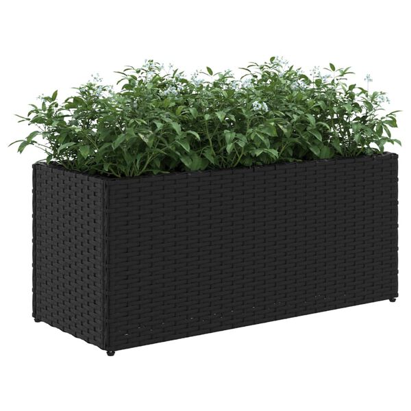 vidaXL Plantekasse med 2 potter svart 72x30x32 cm polyrotting