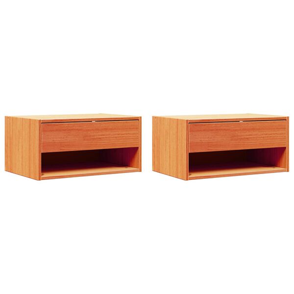 vidaXL Nattbord 2 pcs Vokset Brun 50 x 32,5 x 24 cm Heltre furu