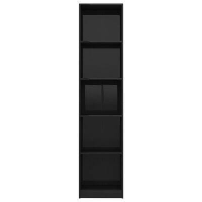 vidaXL Bokhylle 5 nivåer høyglans svart 40x24x175 cm sponplate