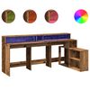 vidaXL Skrivebord med LED-lys gammelt tre 200x104x91 cm konstruert tre