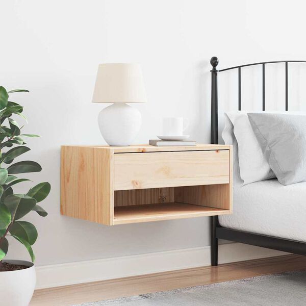 vidaXL Nattbord med skuff Brun 50 x 32,5 x 24 cm Heltre furu