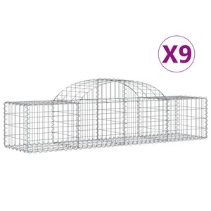 vidaXL Gabionkurver buede 9 stk 200x50x40/60 cm galvanisert jern