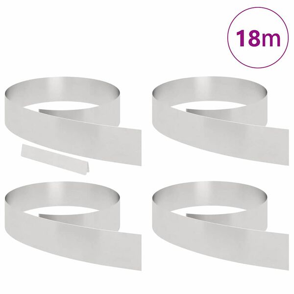 vidaXL Gjerdekant 4 pcs sølv 450 x 0.05 x 15 cm Rustfritt Stål