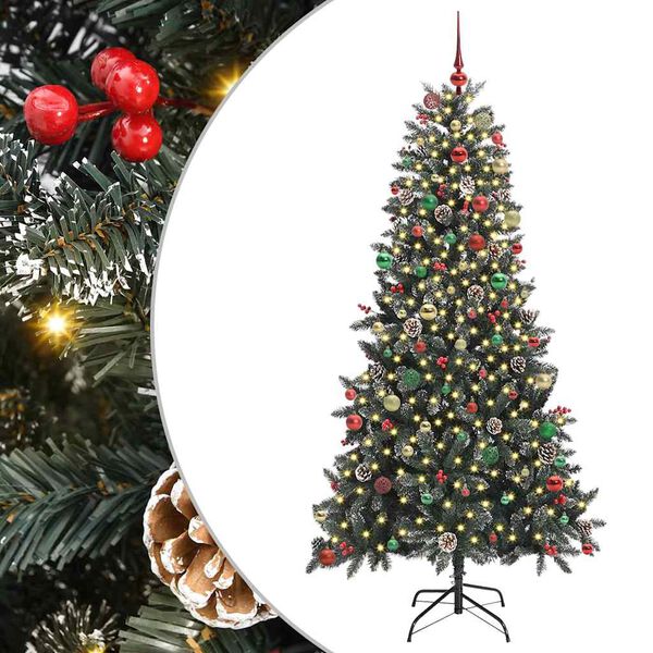vidaXL Kunstig juletre med 300 LED gr&oslash;nn 210 cm PVC og plast og st&aring;l