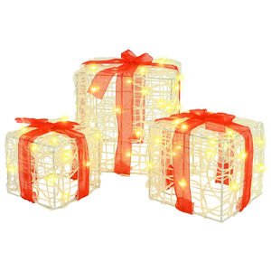 vidaXL Gaveeske med 60 LED 3 pcs Varmhvit 20 x 20 x 20 cm Akryl