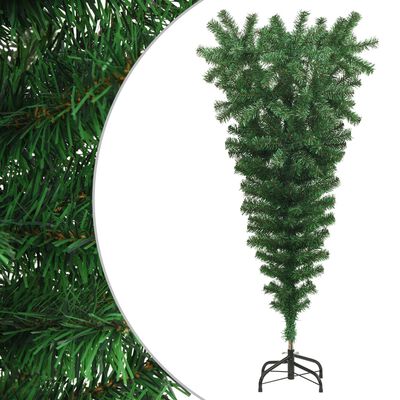 vidaXL Opp-ned kunstig juletre med stativ grønt 120 cm