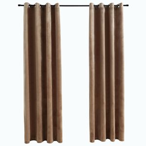 vidaXL Lystette gardiner med ringer 2 stk fl&oslash;yel beige 140x175 cm