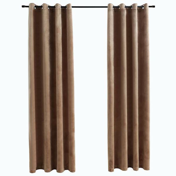 vidaXL Lystette gardiner med ringer 2 stk fl&oslash;yel beige 140x175 cm