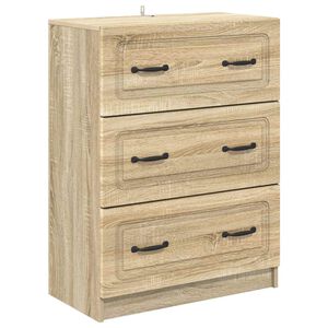 vidaXL Skuffeskap Sonoma eik 66 x 34,5 x 87 cm Konstruert tre