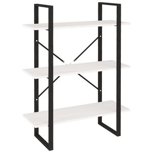 vidaXL Bokhylle 3 niv&aring;er hvit 80x30x105 cm heltre furu