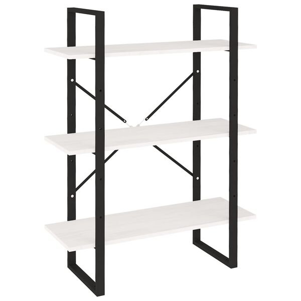 vidaXL Bokhylle 3 nivåer hvit 80x30x105 cm heltre furu