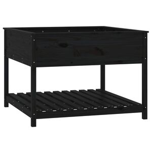 vidaXL Plantekasse med hylle svart 111,5x111,5x81 cm heltre furu
