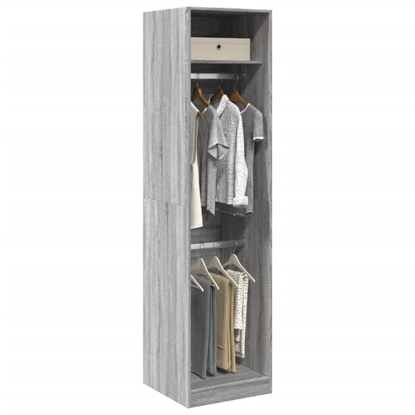 vidaXL Garderobe gr&aring; sonoma 50x50x200 cm konstruert tre