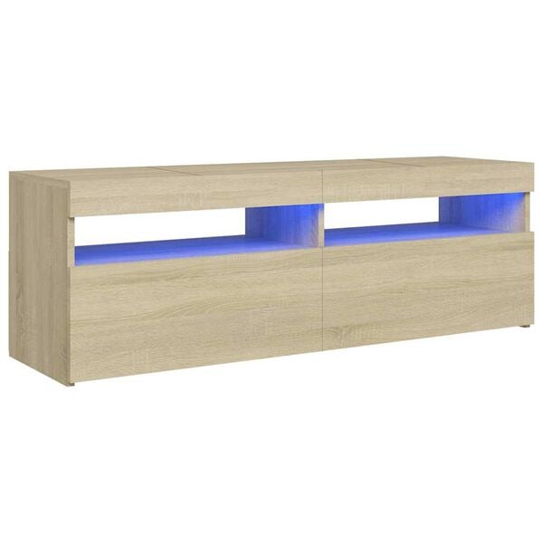 vidaXL TV-benk med LED-lys sonoma eik 120x35x40 cm