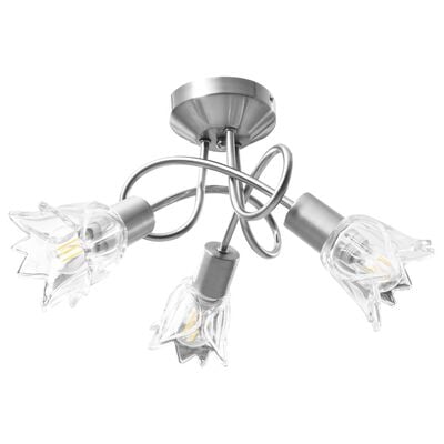 vidaXL Taklampe gjennomsiktige glasskjermer for 3 E14 lyspærer tulipan