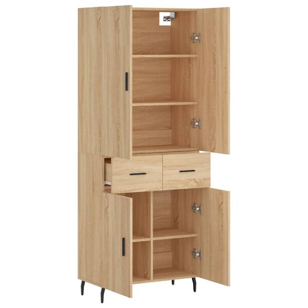 vidaXL Highboard sonoma eik 69,5x34x180 cm konstruert tre