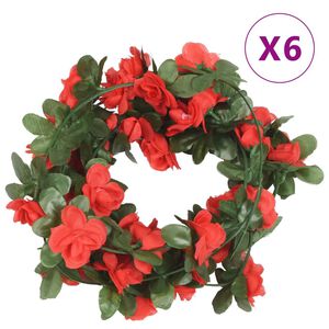 vidaXL Blomsterkranser 6 stk v&aring;r r&oslash;d 250 cm