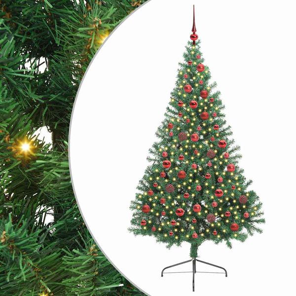 vidaXL Kunstig Forh&aring;ndsopplyst Juletre med 300 LED gr&oslash;nn 180 cm PVC