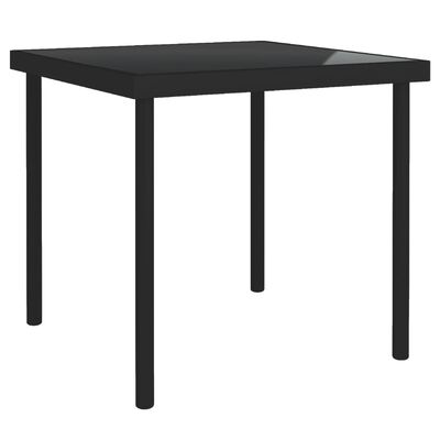 vidaXL Utendørs spisebord svart 80x80x72 cm glass og stål