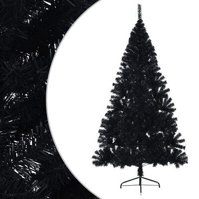 vidaXL Kunstig juletre halvt med stativ svart 210 cm PVC