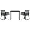 vidaXL Hage Spisegruppe 3 pcs Svart Pulverlakkert st&aring;l