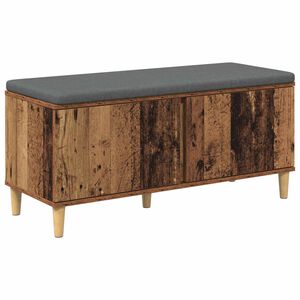 vidaXL Gangbenk med pute med lagring Gammelt tre 100 x 38 x 46 cm