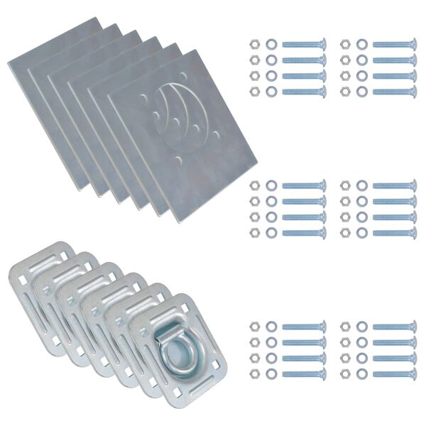 vidaXL Festeringer for tilhenger 6 stk galvanisert st&aring;l 2000 kg
