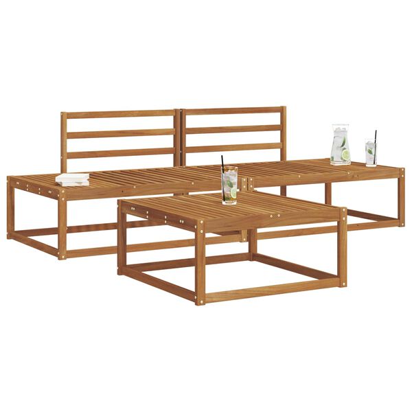 vidaXL Utend&oslash;rs sofa-sett 3 Stk Naturlig Solid akasietre