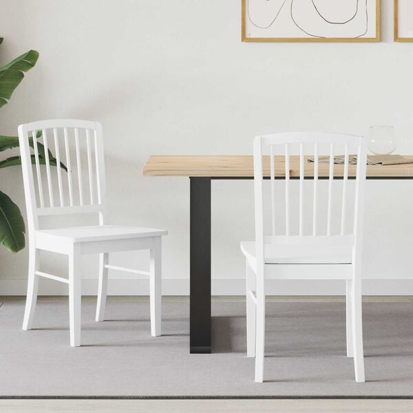 vidaXL Spisestoler 2 pcs Hvit 50 x 52,5 x 91 cm Solid Gummitre