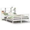 vidaXL Seng med bokhylle uten madrass hvit 140x190 cm heltre furu