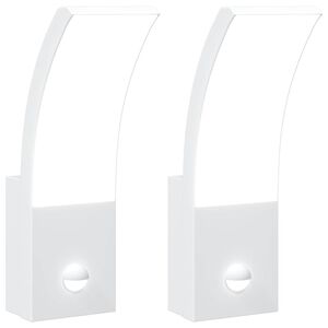 vidaXL Veggmonterte LED-utelamper sensorer 2 stk hvit st&oslash;pt aluminium
