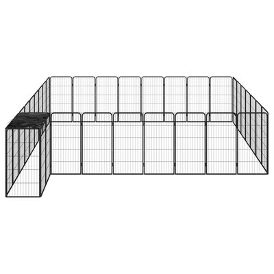 vidaXL Hundegrind med 34 paneler svart 50x100 cm pulverlakkert stål