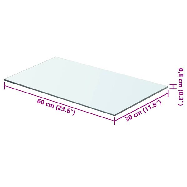 vidaXL Hyllepanel klart glass 60x30 cm