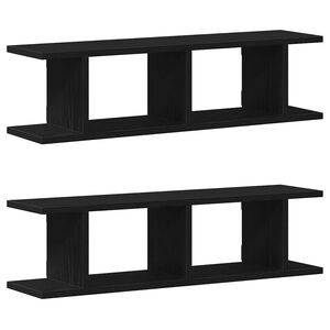 vidaXL Vegghyller 2 stk svart eik 75x18x20 cm konstruert tre