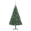 vidaXL Forh&aring;ndsbelyst kunstig juletre med kulesett gr&oslash;nn 210 cm PVC