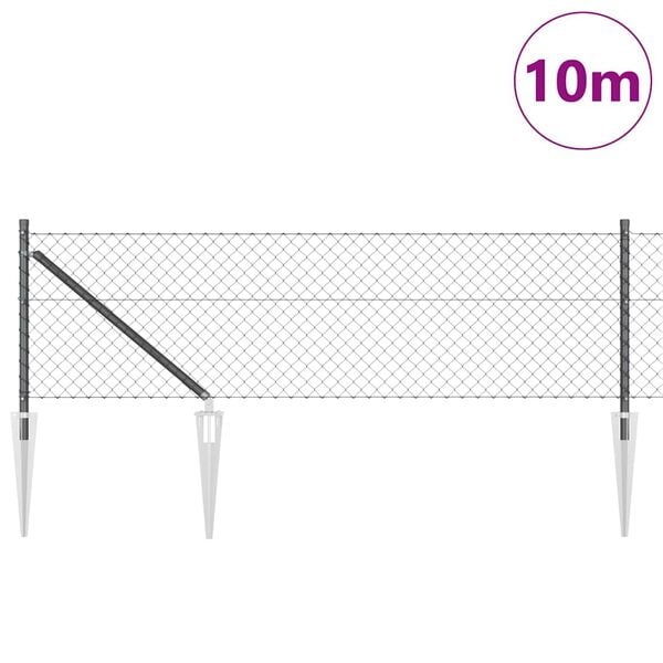 vidaXL Gjerdep&aring;le Gr&aring; 10 x 0,4 m (40 x 40 mm nett) St&aring;l og PVC