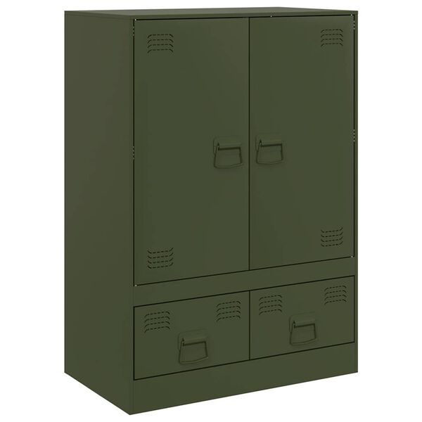 vidaXL Highboard olivengr&oslash;nn 67x39x95 cm st&aring;l