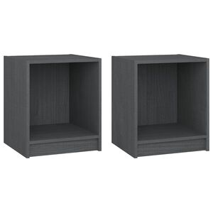 vidaXL Nattbord 2 stk gr&aring; 35,5x33,5x41,5 cm heltre furu