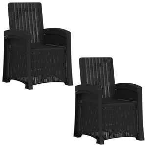 vidaXL Lenestol for hage med rattan-look 2 stk. Antrasitt PP