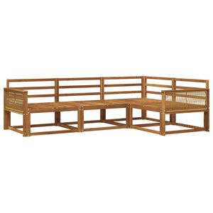 vidaXL Utend&oslash;rs sofa-sett 4 pcs Naturlig Solid akasietre