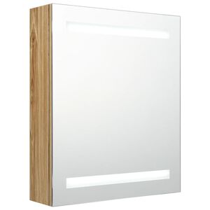 vidaXL LED-speilskap til bad eik 50x14x60 cm