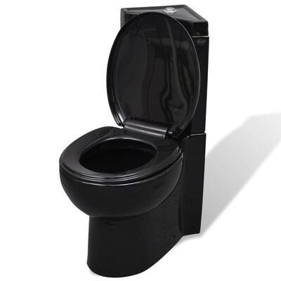 vidaXL Keramisk toalett for bad rundt toalett svart